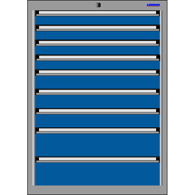 LOKOMA DRAWER CABINET RS 717,1000h 4x75,3x100 and 2x150 mm BH-TA 00.02.1553