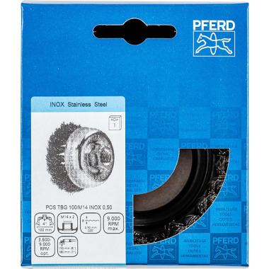 PFERD Threaded cup brush, knotted POS TBG 100/M14 INOX 0.50 43308035