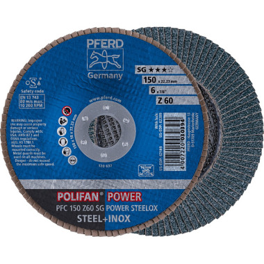 PFERD POLIFAN flap disc PFC 150 Z 60 SG POWER STEELOX 67786150