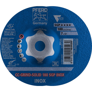 PFERD CC-GRIND grinding wheel CC-GRIND-SOLID 180 SGP INOX 64189180