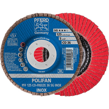 PFERD POLIFAN flap disc PFF 125 CO-FREEZE 36 SG INOX 67612536