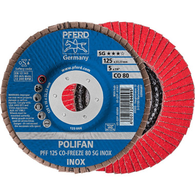 PFERD POLIFAN flap disc PFF 125 CO-FREEZE 80 SG INOX 67612580