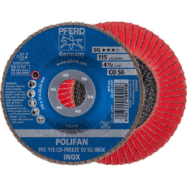 PFERD POLIFAN flap disc PFC 115 CO-FREEZE 50 SG INOX 67711550