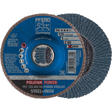 PFERD POLIFAN flap disc PFC 125 Z 60 SG POWER STEELOX/X-LOCK 67786126