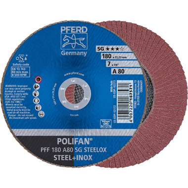 PFERD POLIFAN flap disc PFF 180 A 80 SG STEELOX 67608185