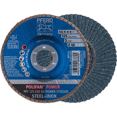 PFERD POLIFAN flap disc PFF 125 Z 40 SG POWER STEELOX 67684125