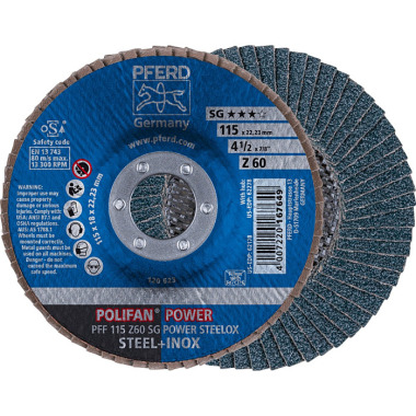 PFERD POLIFAN flap disc PFF 115 Z 60 SG POWER STEELOX 67686115