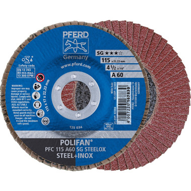 PFERD POLIFAN flap disc PFC 115 A 60 SG STEELOX 67706115