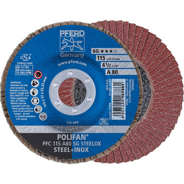 PFERD POLIFAN flap disc PFC 115 A 80 SG STEELOX 67708115