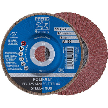 PFERD POLIFAN flap disc PFC 125 A 120 SG STEELOX 67712125