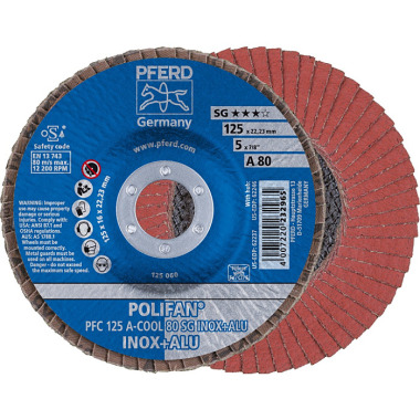 PFERD POLIFAN flap disc PFC 125 A-COOL 80 SG INOX+ALU 67758125