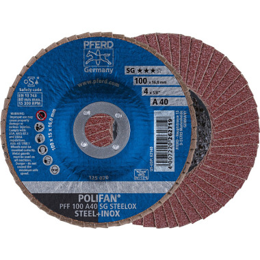 PFERD POLIFAN flap disc PFF 100 A 40 SG STEELOX/16.0 67604100