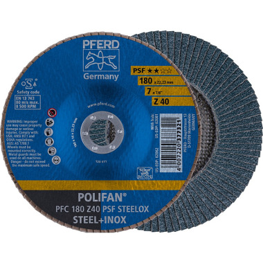 PFERD POLIFAN flap disc PFC 180 Z 40 PSF STEELOX 67764185