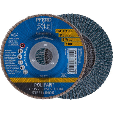 PFERD POLIFAN flap disc PFC 115 Z 80 PSF STEELOX 67768115