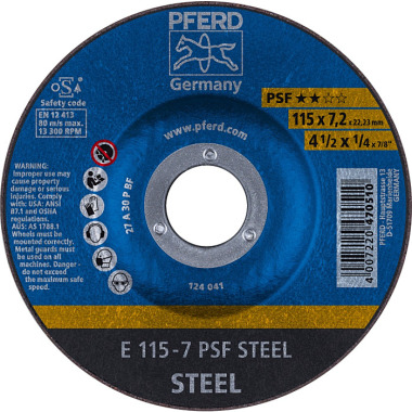 PFERD Grinding wheel E 115-7 PSF STEEL 62011634