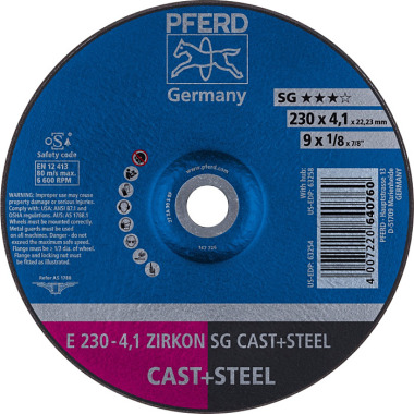 PFERD Brusný kotouč E 230-4.1 ZIRKON SG CAST+STEEL 62218310