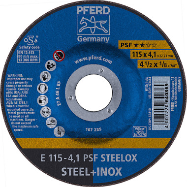 PFERD Grinding wheel E 115-4.1 PSF STEELOX 62011531