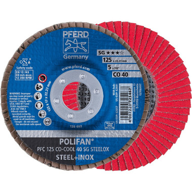 PFERD POLIFAN flap disc PFC 125 CO-COOL 40 SG STEELOX 67760425