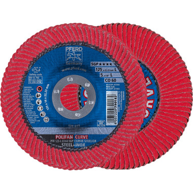 PFERD POLIFAN flap disc PFR 125-L CO 60 SGP CURVE STEELOX 67689066