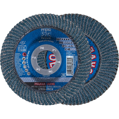 PFERD POLIFAN flap disc PFR 115-LZ 40 SGP CURVE STEELOX 67689042