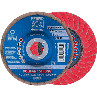 PFERD POLIFAN flap disc PFC 125 CO-FREEZE 36 SGP STRONG INOX 67789025