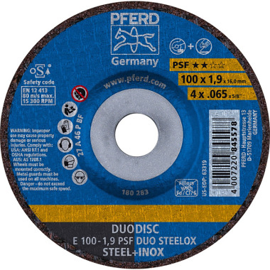 PFERD Brusný kotouč E 100-1,9 PSF DUO STEELOX/16,0 62010630