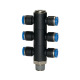 Riegler T-manifold „Modrá řada“, 6cestný, otočný, R 1/4 a. Ø10 mm 109780