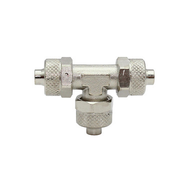 Riegler T-konektor, pro hadici 4/2 mm, SW 9, poniklovaná mosaz 110604