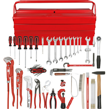 KS Tools Sanitär-Basic-Werkzeug-Satz, Metallkiste, 34-tlg. 116.0186