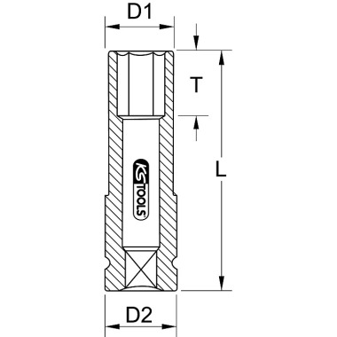 KS Tools 1/2" Alufelgen Kraft-Stecknuss, lang, 15mm 515.1072