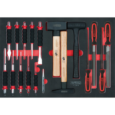 KS Tools Feilen, Meißel und Hammer-Satz, 18-tlg. 1/1 Systemeinlage 711.0018