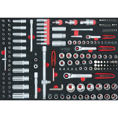 KS Tools Steckschlüssel-Satz, 180-tlg. 1/4"+3/8"+1/2", 1/1 Systemeinlage 711.0180