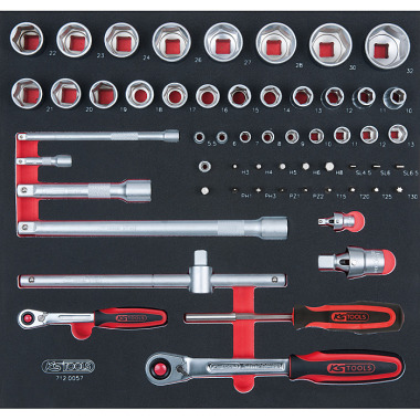 KS Tools 1/4" + 1/2" Steckschlüssel-Satz, 57-tlg. 2/3 Systemeinlage 712.0057