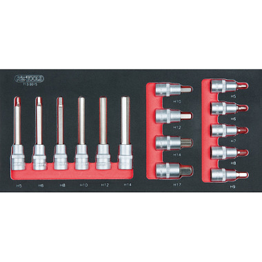 KS Tools 1/2" Bit-Stecknuss-Satz, 15-tlg. 1/3 Systemeinlage 713.0015