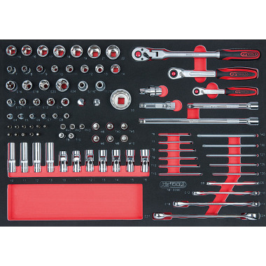 KS Tools Chrom 1/4" + 1/2" Steckschlüssel-Satz,  90-tlg., 1/1 Systemeinlage 781.0090