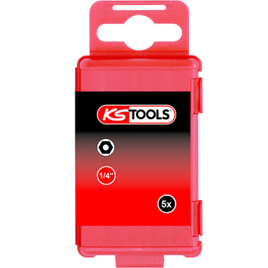 KS Tools 1/4" Bit Innen6kant m.Bohrung, 75mm, 2mm,  5er Pack 911.7710