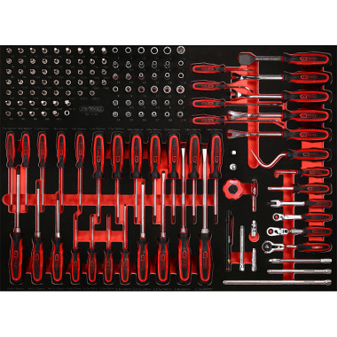 KS Tools 1/4'' Steckschlüssel- / und Schraubendreher-Satz in Schaumstoffeinlage, 142-tlg 821.0142