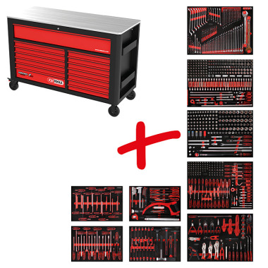 KS Tools Performanceplus Werkstattwagen-Satz P45 mit 706 Werkzeugen für 7 Schubladen 845.9706