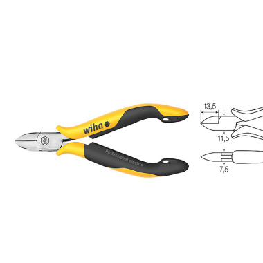 Wiha Klešte štípací, stranové Professional ESD široká, polokruhová hlava s britem (26831) 115 mm