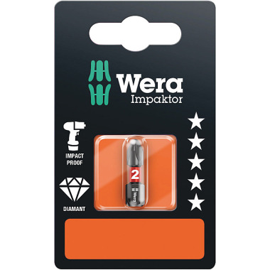 Wera 851/1 IMP DC PH 2 x 25 mm SB Phillips-Recess-Bit, Impaktor 05073916001