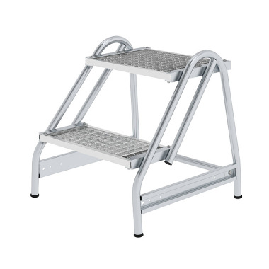 MUNK Work platform with single-sided access, steel grating 2 steps 50053