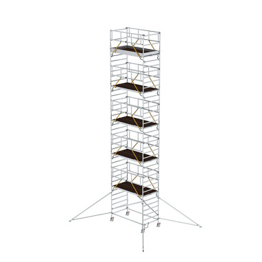 MUNK Mobile scaffolding SG 1.35 נ2.45 m with outrigger & double platform platform height 10.35 m 168039