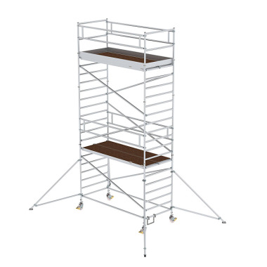 MUNK Mobile scaffolding, 1.35 נ3.0 m, with outrigger &amp double platform. Platform height 5.35 m 169535