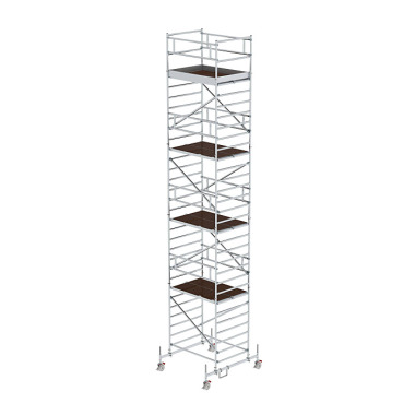 MUNK Mobile scaffolding 1.35 × 1.80 m with chassis bar and double platform Platform height 8.45 m 173836