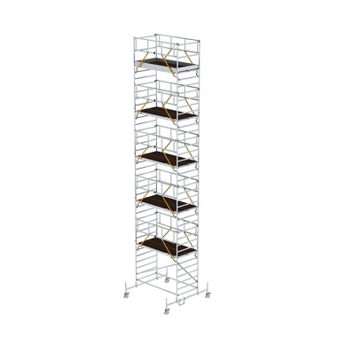 MUNK Mobile scaffolding SG 1.35 × 2.45 m with chassis bar & double platform platform height 10.54 m 174037