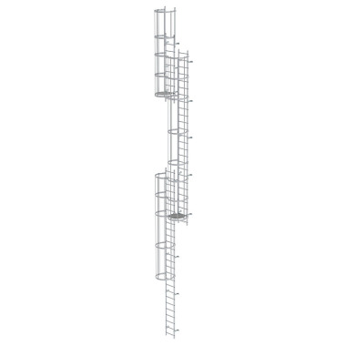 MUNK Multiple-flight vertical ladder with back protection (emergency ladder) anodised aluminium 14.36m 500240