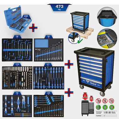 Brilliant  Werkstattwagen mit 7 Schubladen und 473 Werkzeugen BT153473