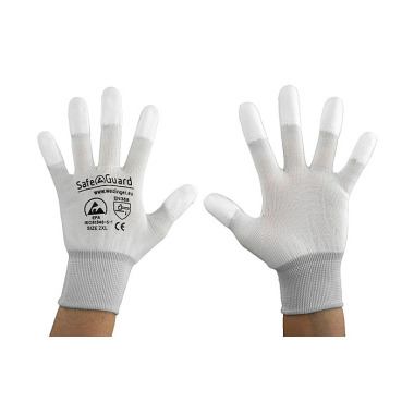 DS SafetyWear ESD-Handschuh  weiß/hellgrau beschichtete Fingerkuppen, Größe XXL DSWL37432