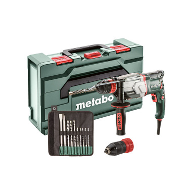 Metabo Multihammer UHE 2660-2 Quick Set (600697510) mit SDS-plus-Bohrer-/Meißelsatz (10-tlg.) metaBOX 145 L