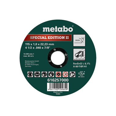 Metabo Special Edition II 115 x 1,0 x 22,23 mm, Inox, Trennscheibe, gerade Ausführung (616257000)